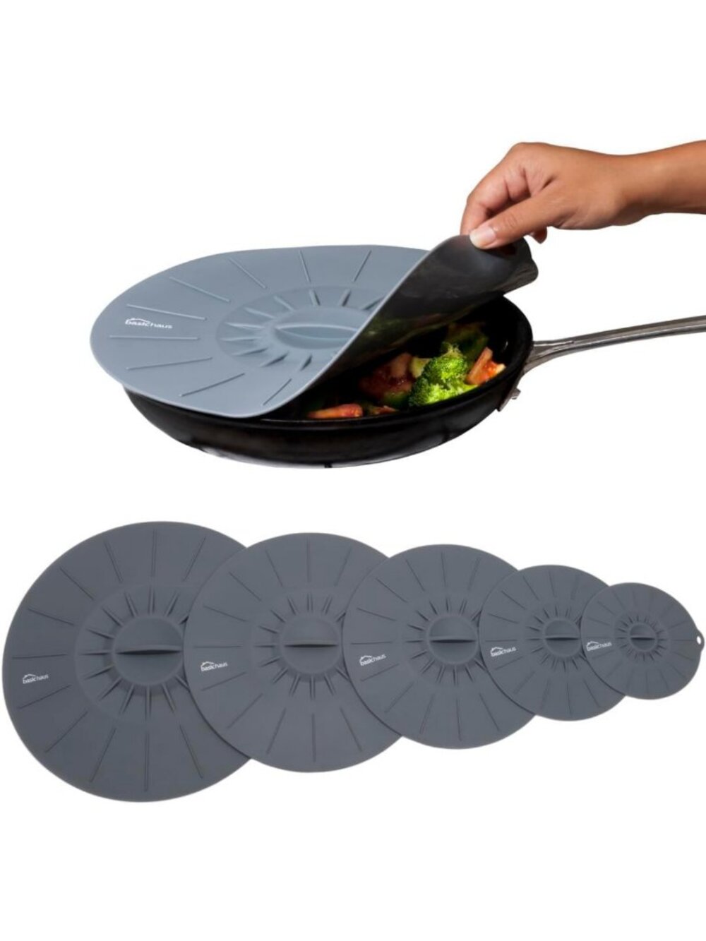 Silicone Microwave Cover Lids Set of 5 - Suction Splatter Guards for Pots